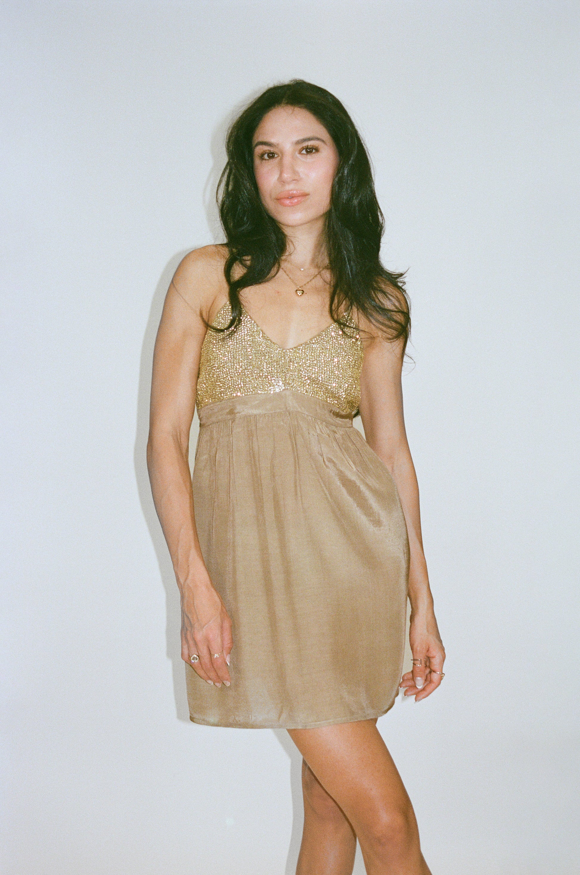 THE GODDESS DRESS & SHRUG (BEIGE AND GOLD) Soara THE GODDESS DRESS & SHRUG (BEIGE AND GOLD) Soara