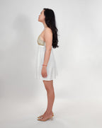 THE GODDESS DRESS & SHRUG (WHITE AND GOLD)