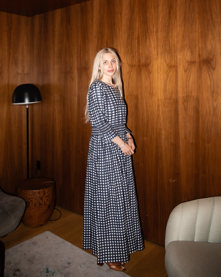 The Ryan Dress in Navy Checkerboard