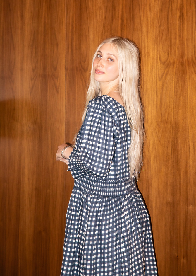 The Ryan Dress in Navy Checkerboard