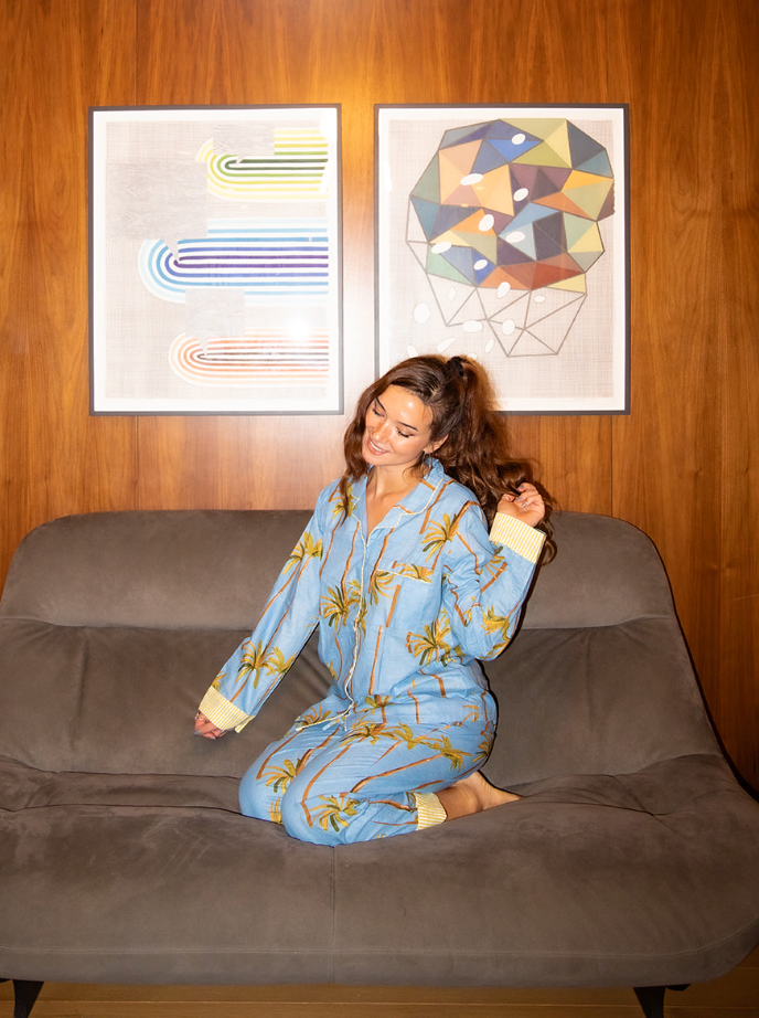 The Joey Loungewear Set in Blue Palm Beach